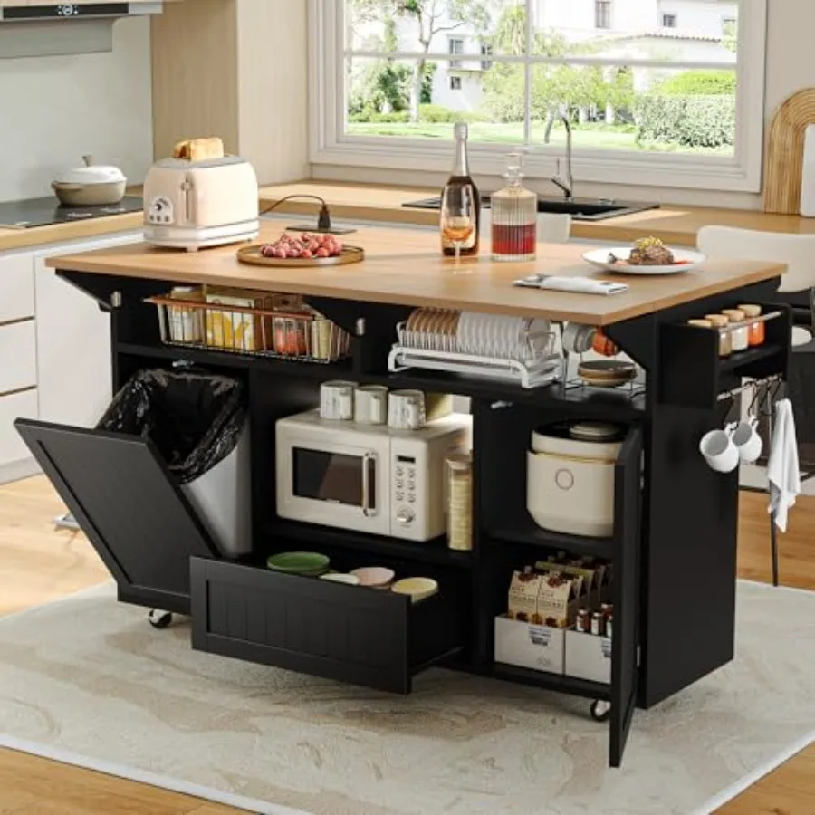 Kitchen Uncle - 65 Kitchen Island with Drop Leaf,